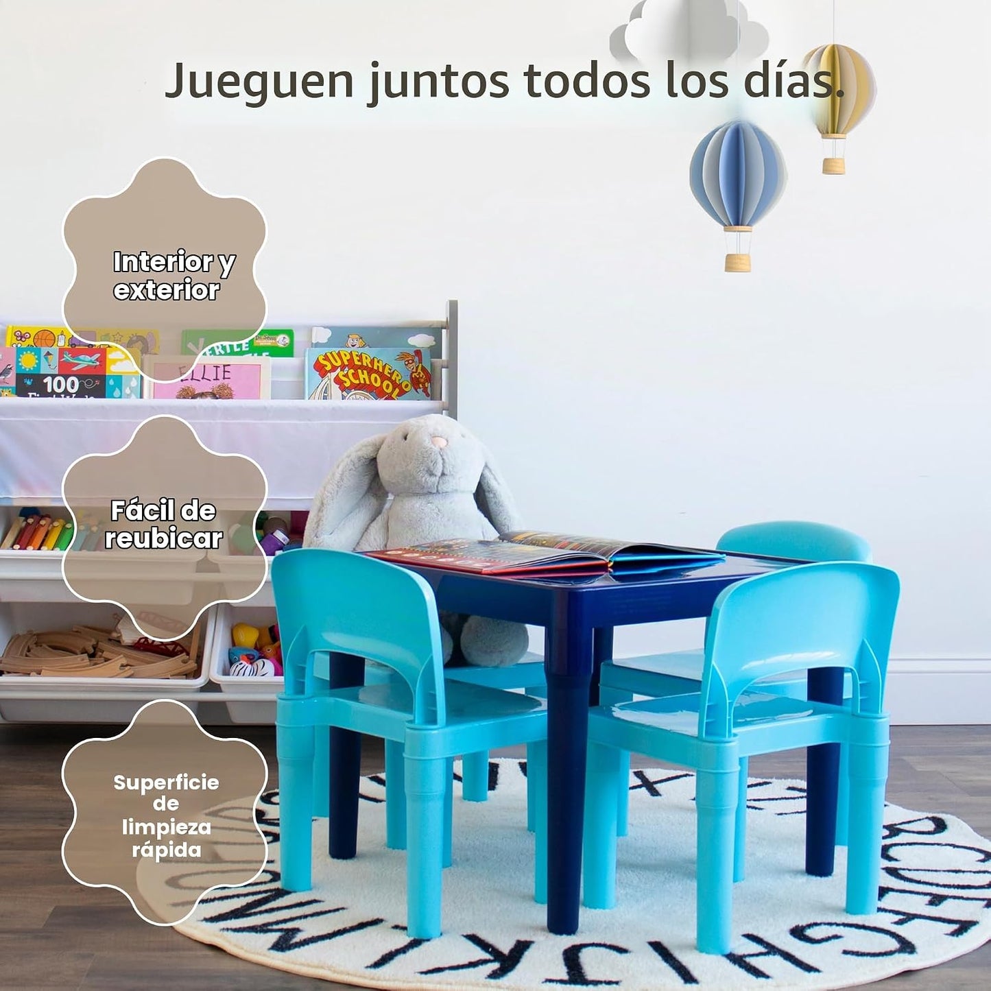 Humble Crew Juego de mesa y silla para niños, interior y exterior,...