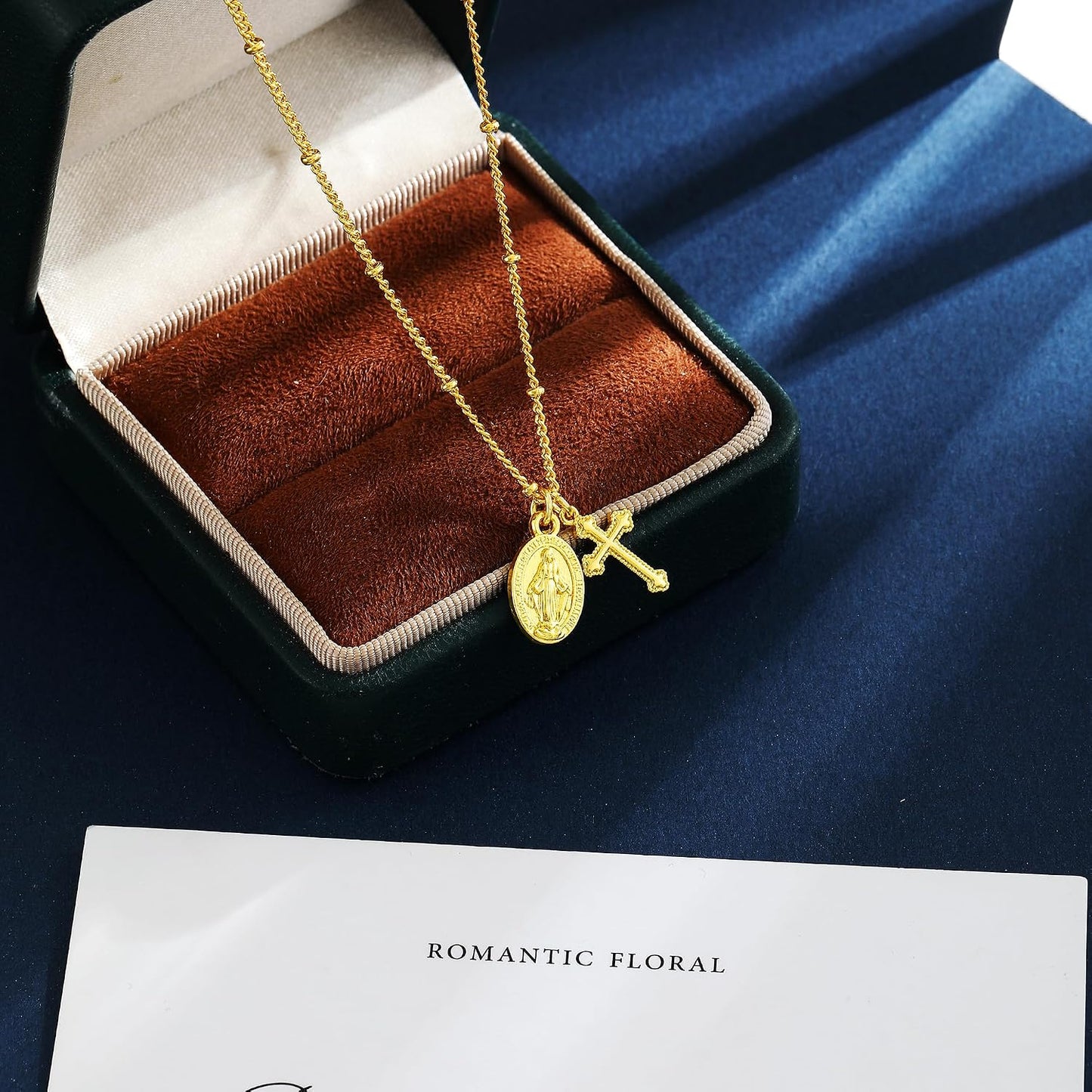 JIKASI Collar de cruz para mujer, chapado en oro o plata de 14 quil...
