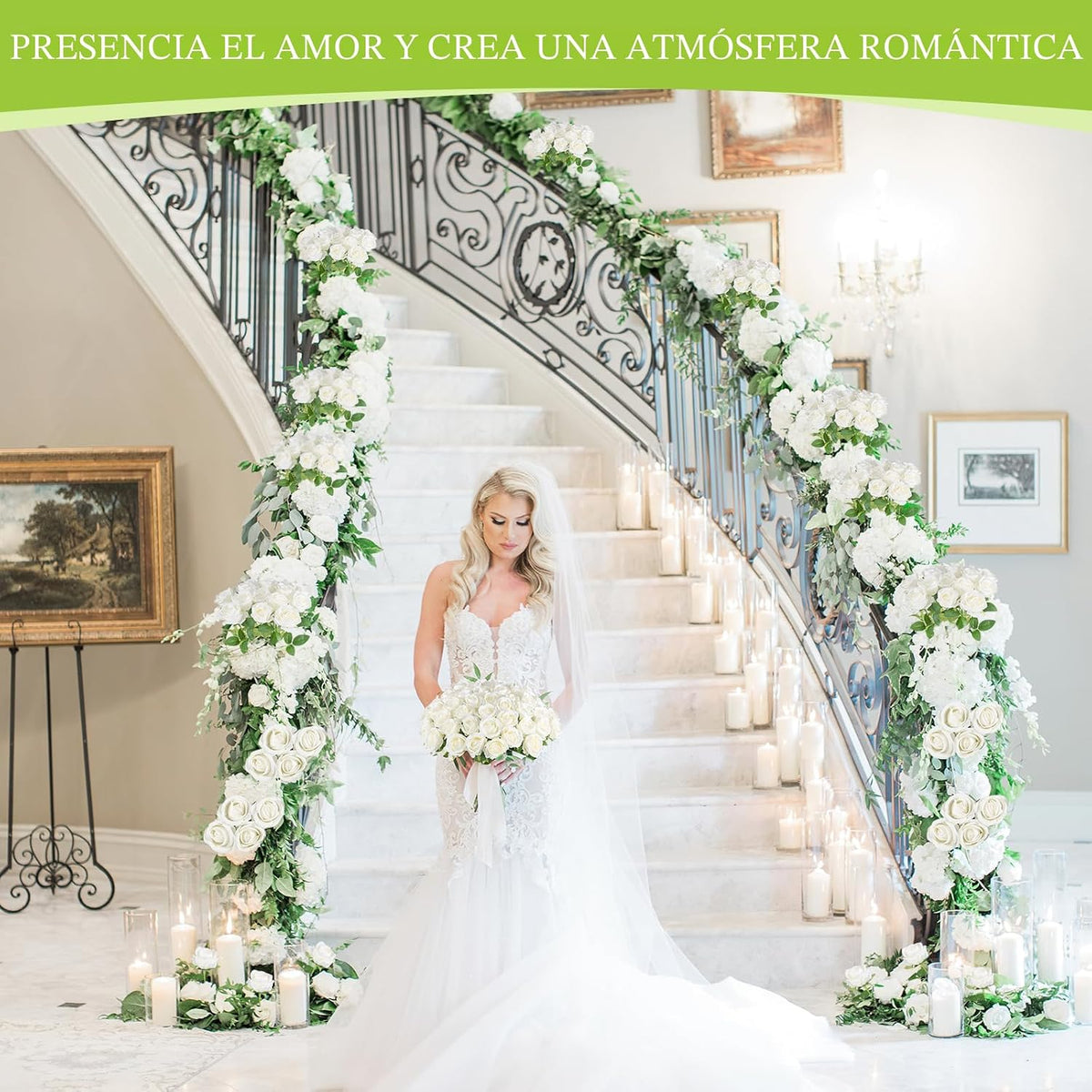 Hananona Rosas artificiales a granel, rosas de seda de terciopelo f...
