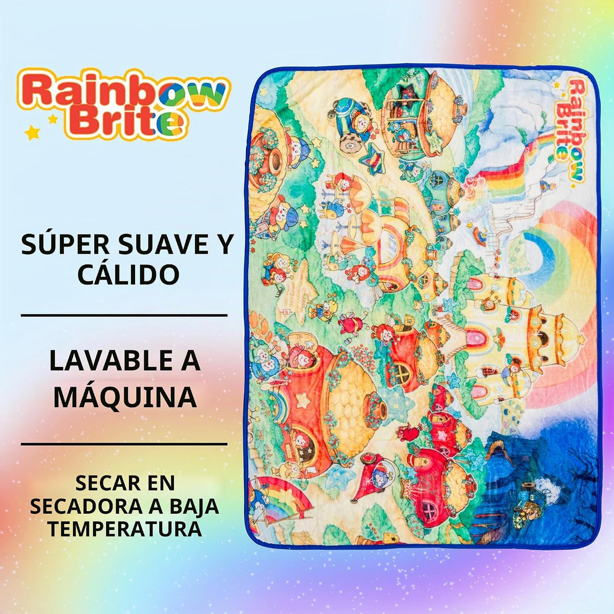 Silver Buffalo Rainbow Brite Rainbowland - Manta de forro polar de...