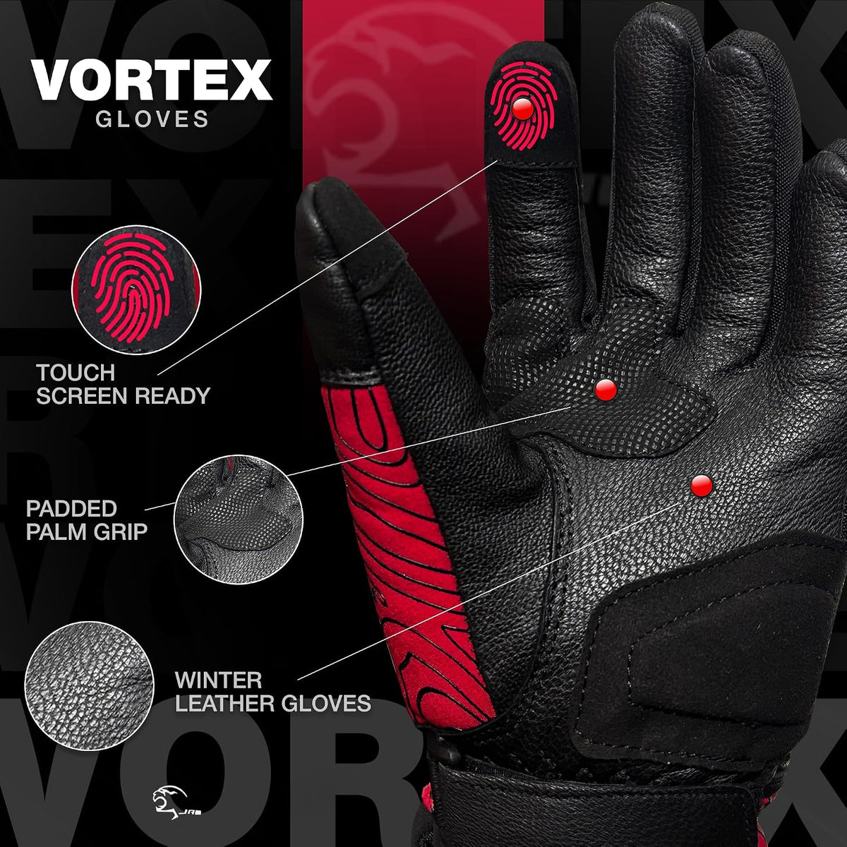 PUNTA. Guantes de moto de cuero de invierno para hombre, guantes co...