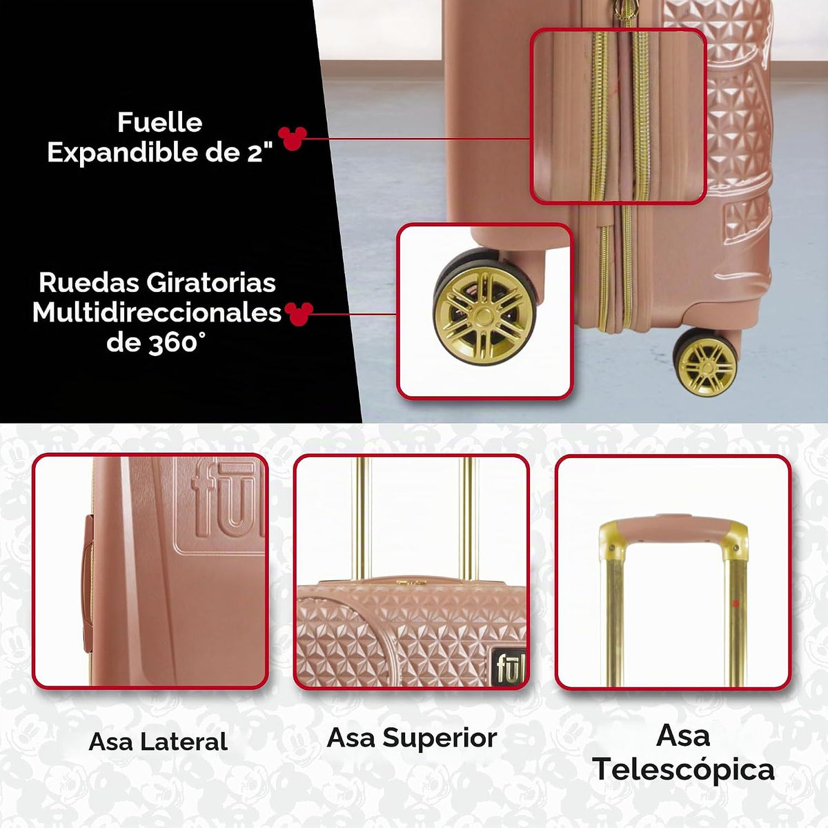 FUL Mickey Mouse Disney - Maleta para niños, color dorado | Equipaj...
