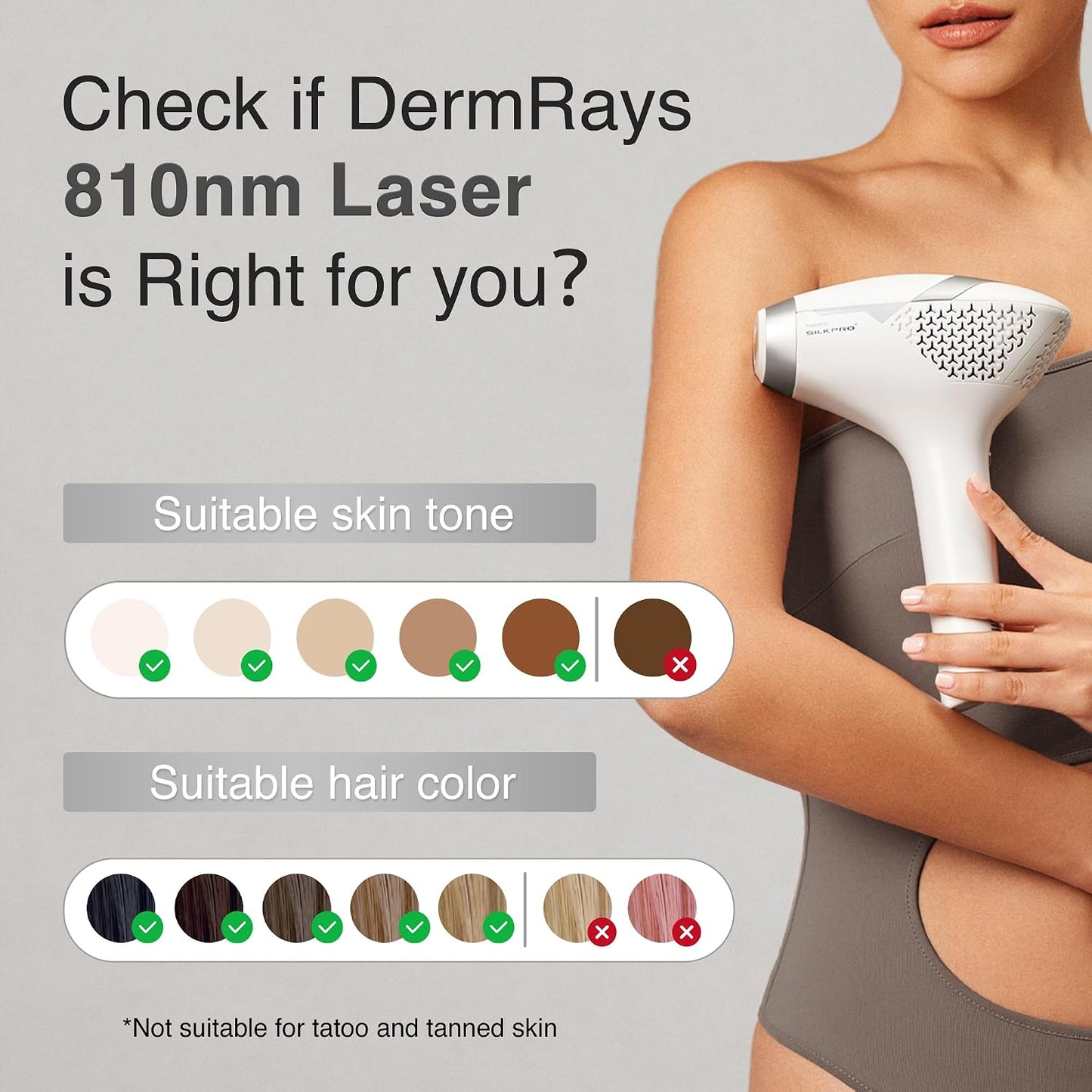 DermRays Láser de Diodo para Depilación para Hombres y Mujeres, V8S...