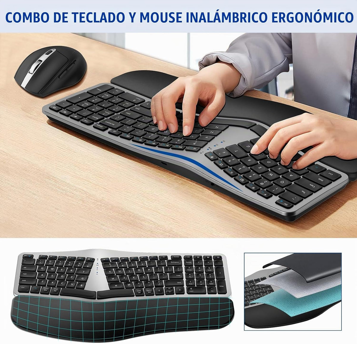 MK960 Ergo Combo de Teclado y Ratón Inalámbrico, Bluetooth\/2.4G Di...