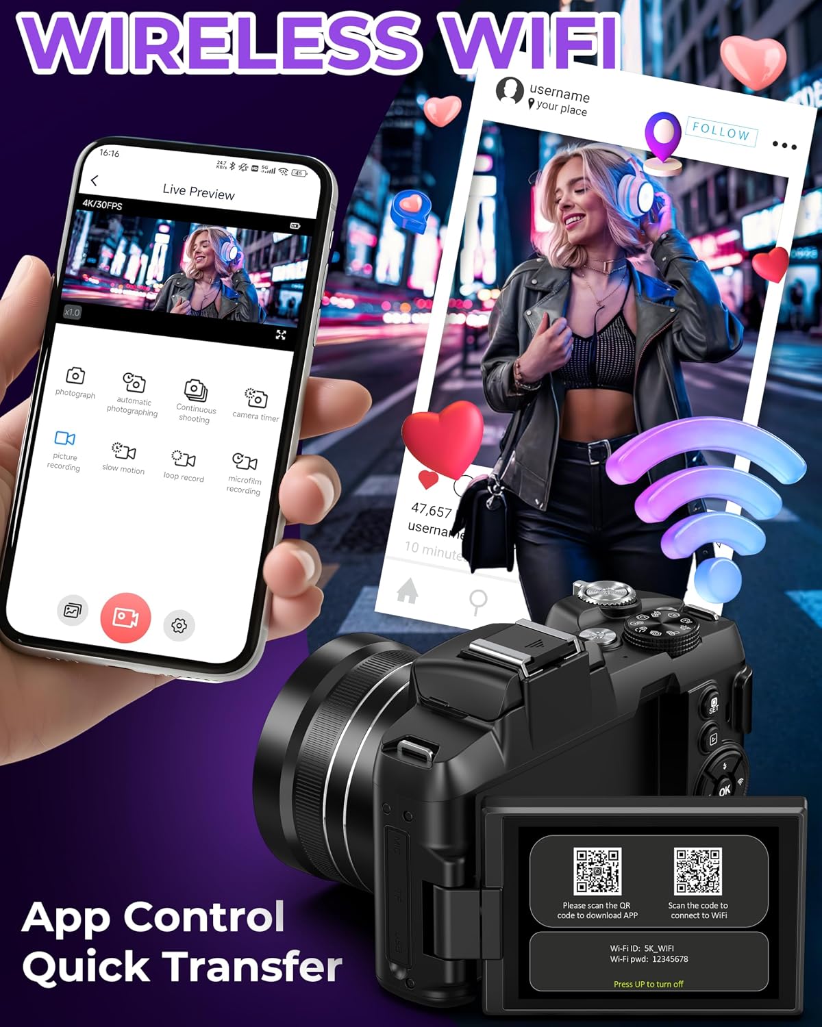 Cámaras digitales 5K para fotografía \u2013 Cámara de vlogging WiFi...