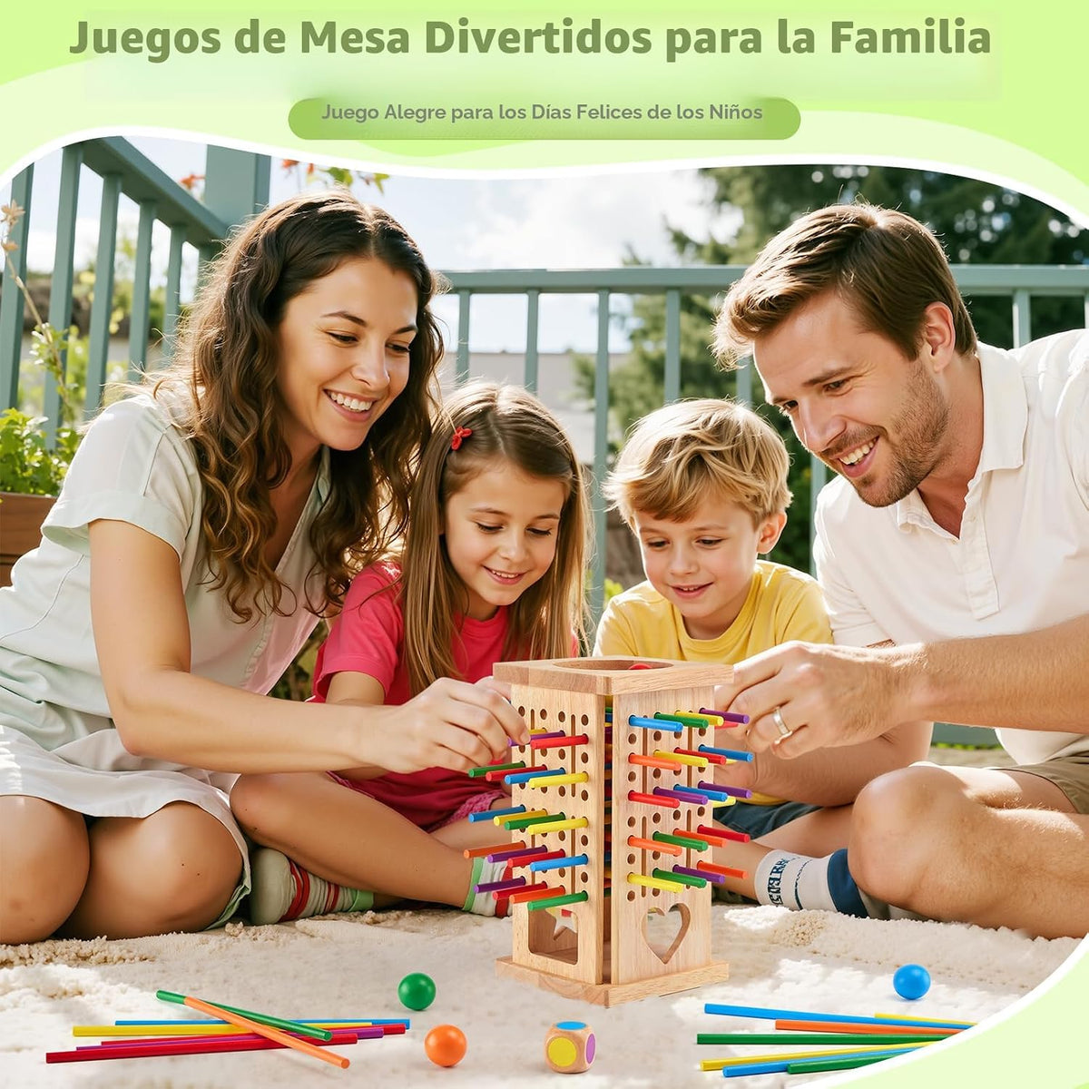 Juegos de mesa Montessori de madera, 42 palos coloridos juguetes de...