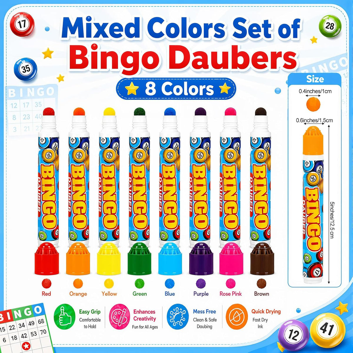 Crtiin Juego de 40 marcadores de puntos de Bingo Daubers de 0.4 onz...