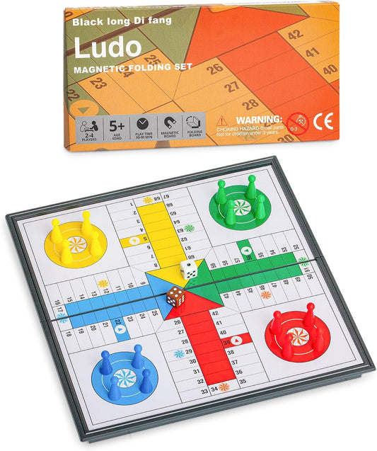 Ludo - Juego de mesa plegable magnético para viajes, 9.75 pulgadas