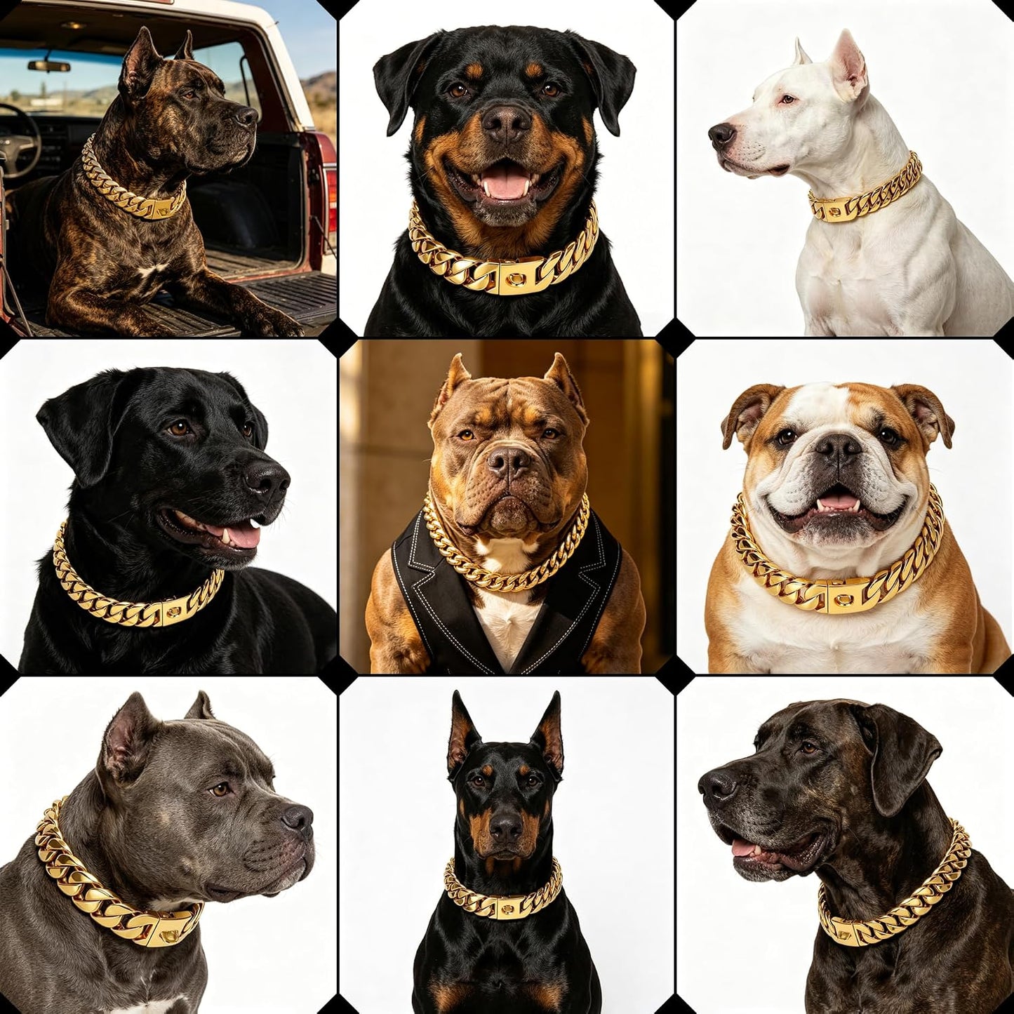 Collares de perro resistentes para perros grandes, collar de cadena...