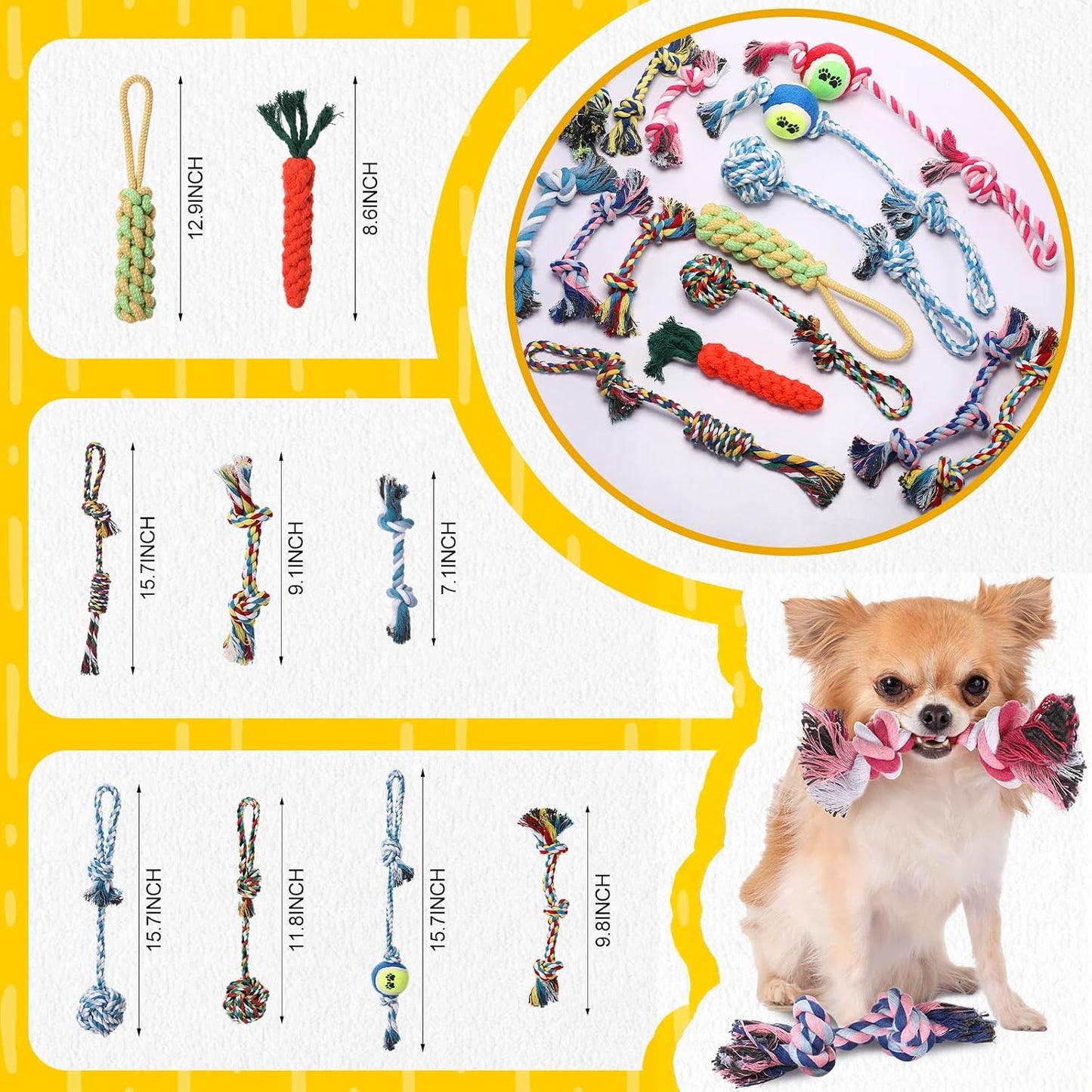 Soulchen Paquete de 100 juguetes para perros pequeños, juguete chir...