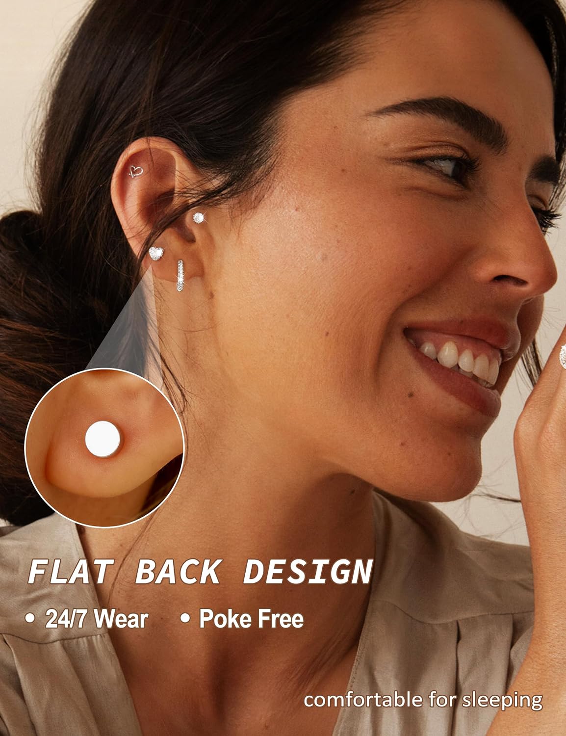 Aretes de tuerca hipoalergénicos de oro para mujeres y niñas - Jueg...