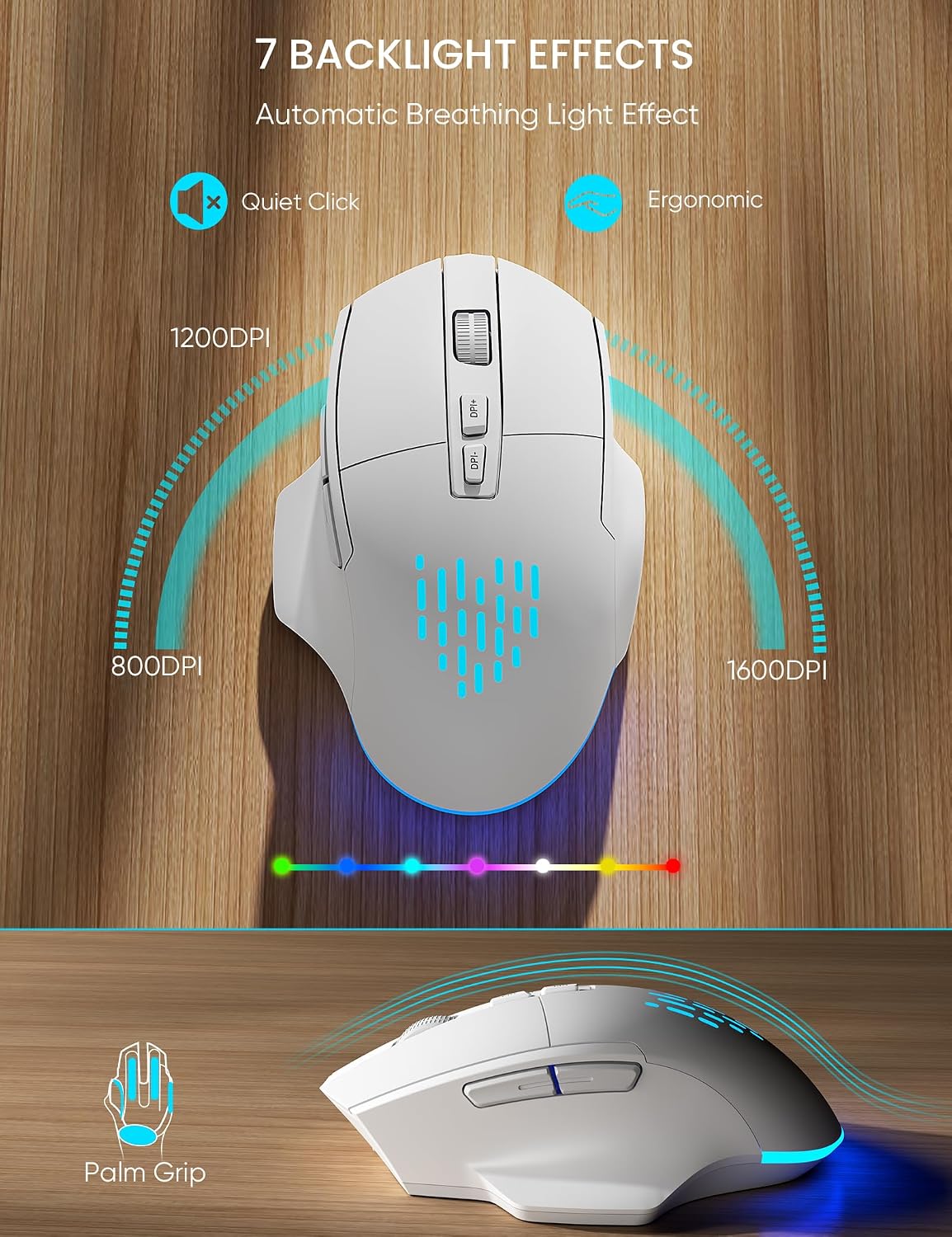 SABLUTE Combo de teclado y mouse inalámbricos: teclado ergonómico o...