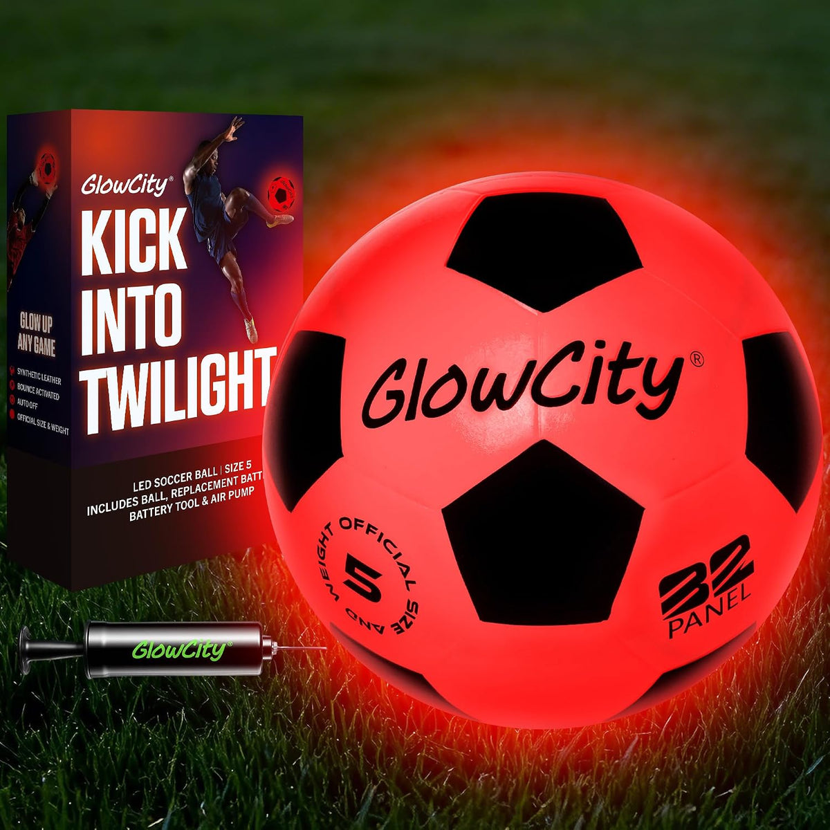 GlowCity Balón de fútbol que brilla en la oscuridad - Tamaños 3, 4,...