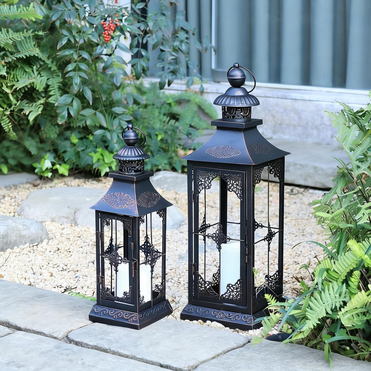 DECORKEY Faroles LED decorativos para exteriores e interiores, faro...