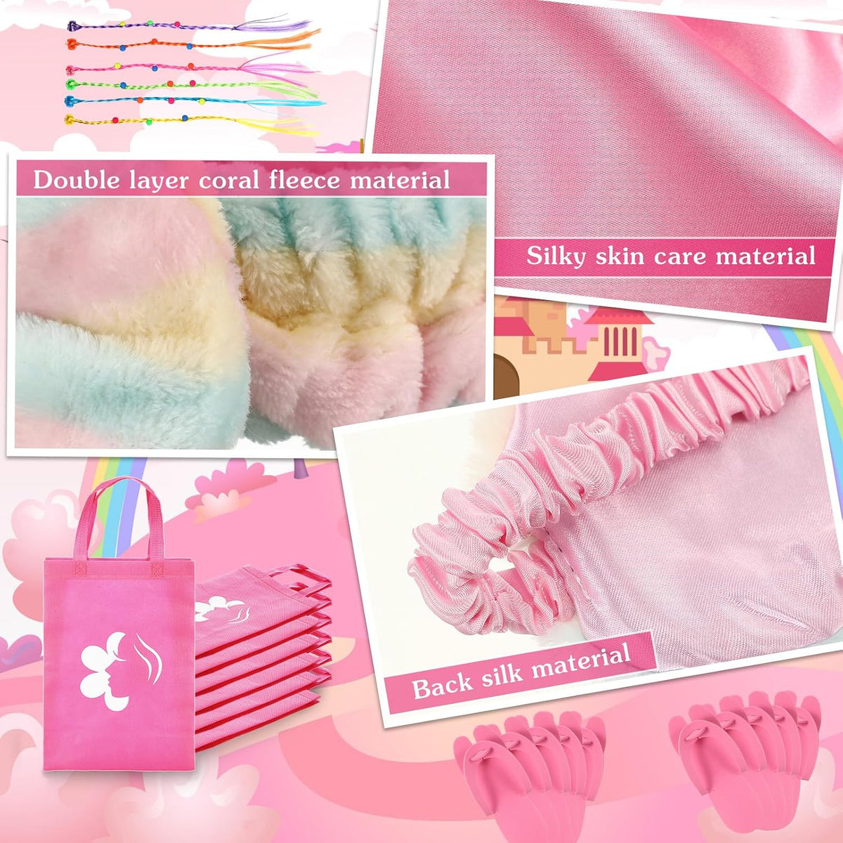 Chunm - Tipi para fiesta de pijamas a granel, completo, 6 rosas, ju...