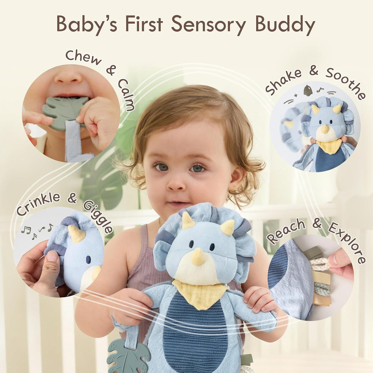 Moonkie Baby Lovey con mordedor de silicona, manta de seguridad de...