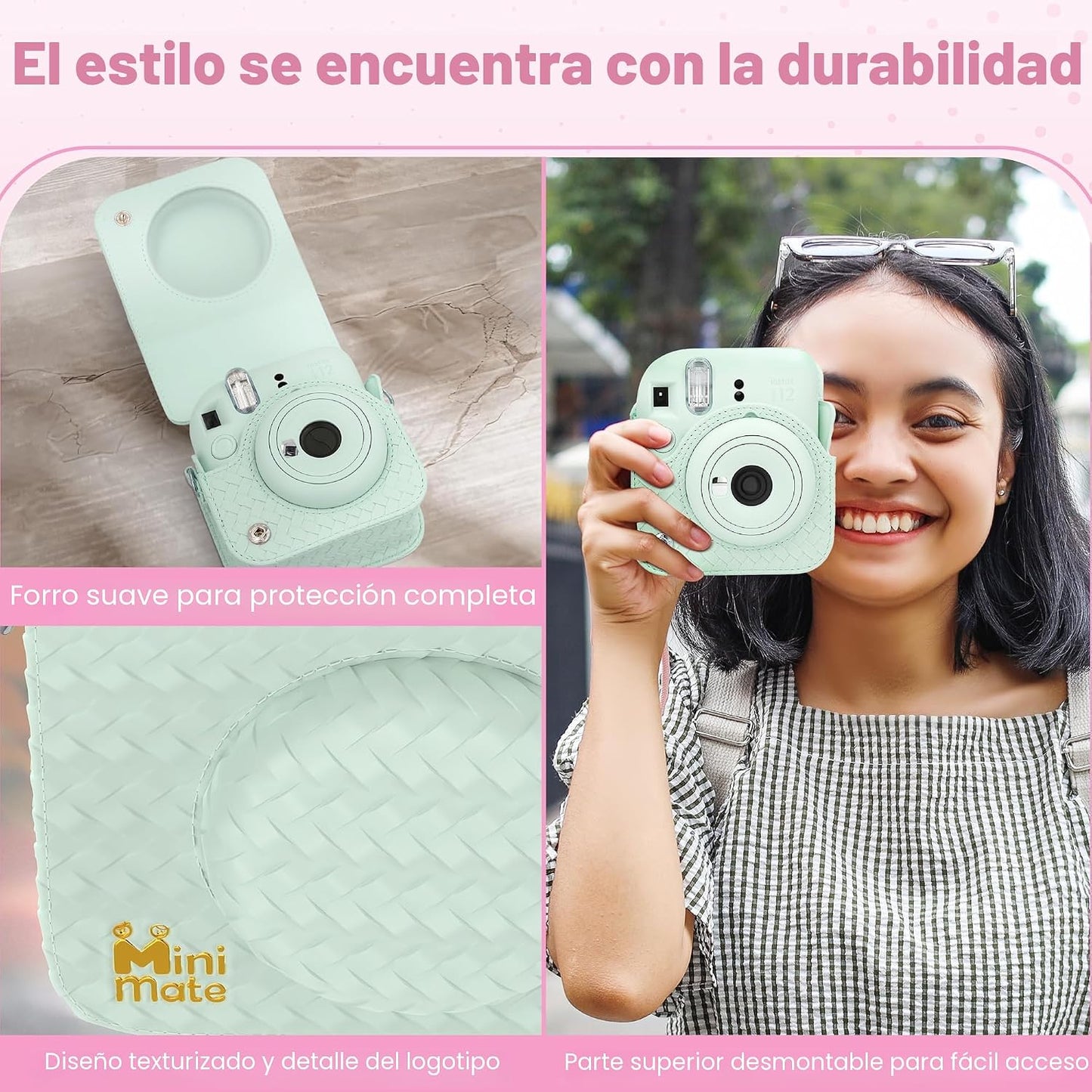 Fujifilm Cámara Instantánea Instax Mini 12 Verde Menta + Estuche de...