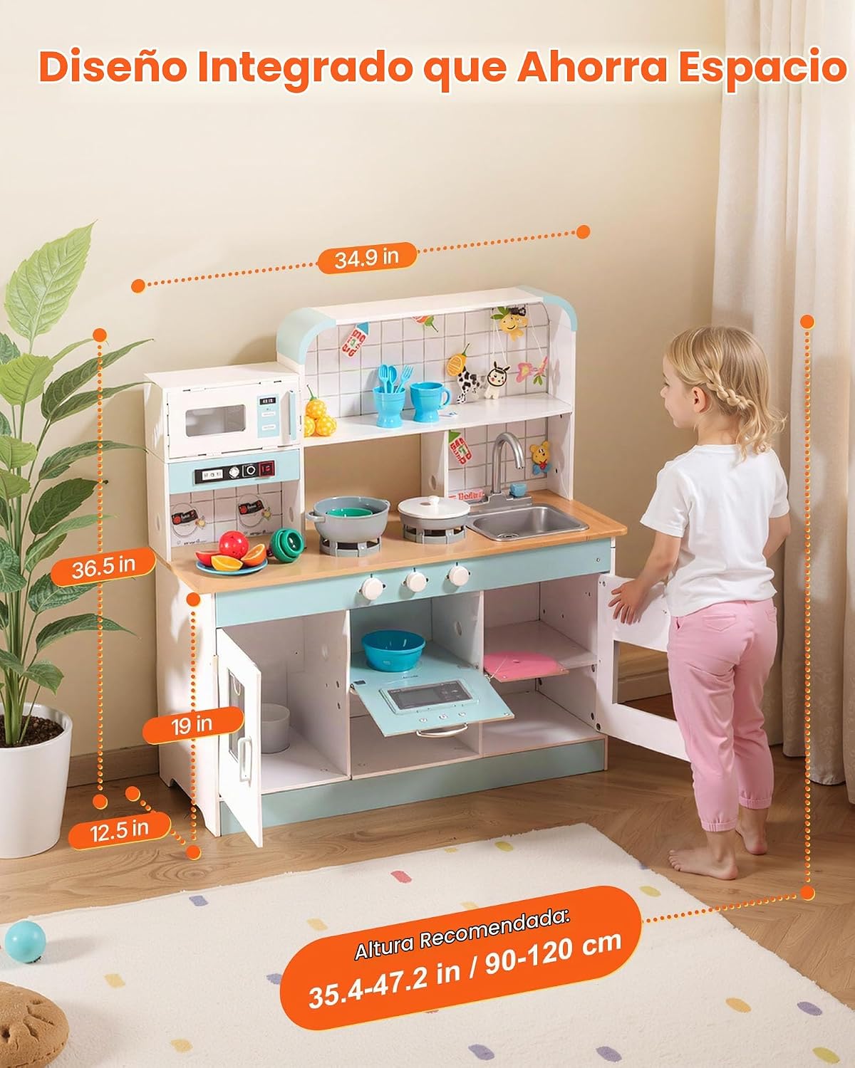 VEVOR Cocina de Juguete de Madera, Cocina de Juego para Niños con L...