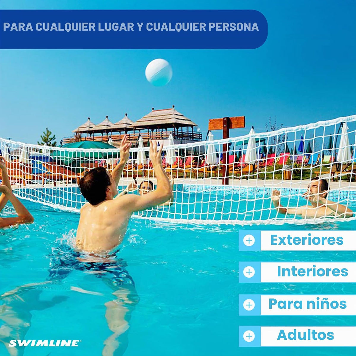 Molded Cross-Pole Volly, Red y palos para volley de piscina
