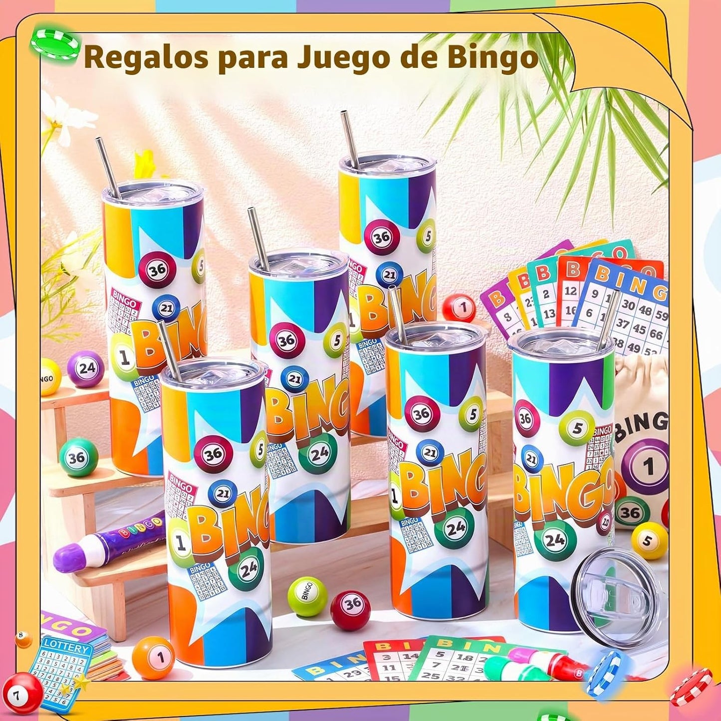 Hsei Paquete de 6 vasos de bingo de 20 onzas, regalos de premios de...