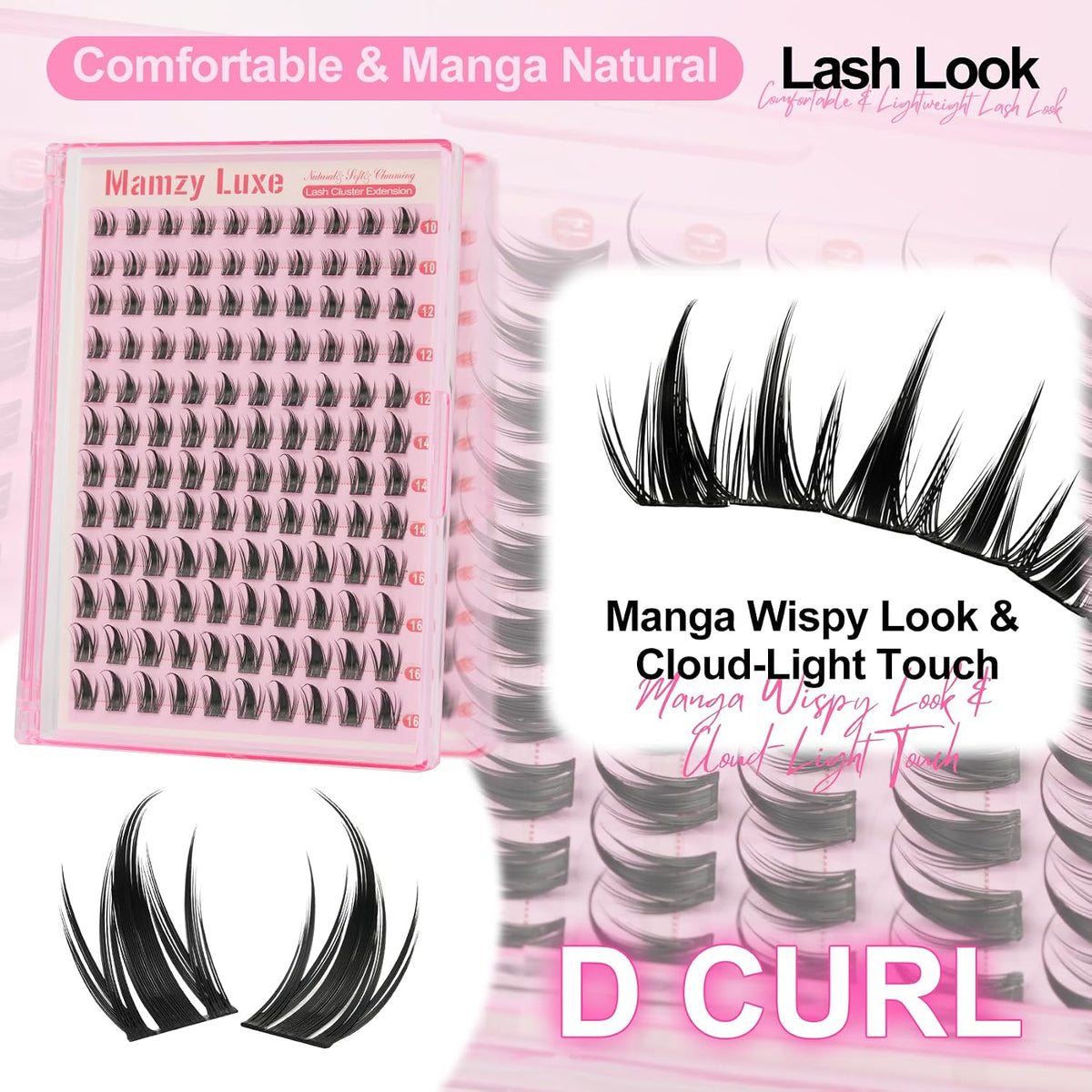 Kit de racimos de pestañas de manga Wispy de 0.394 a 0.630 pulgadas...