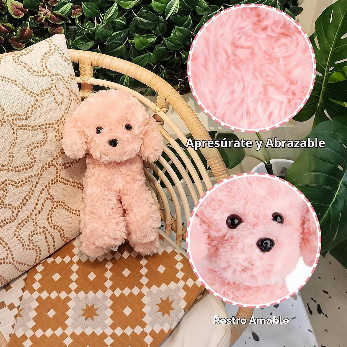 WEIGEDU Animales de Peluche de Perrito Rosa Juguetes de Peluche, Ca...