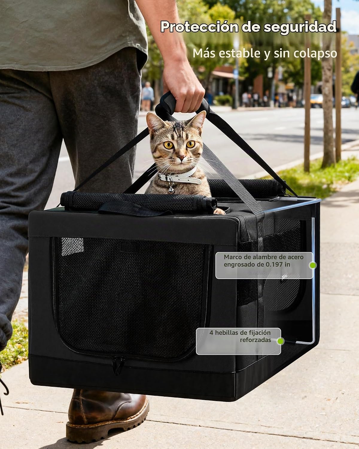Pecute Transportador de mascotas con doble compartimento para famil...