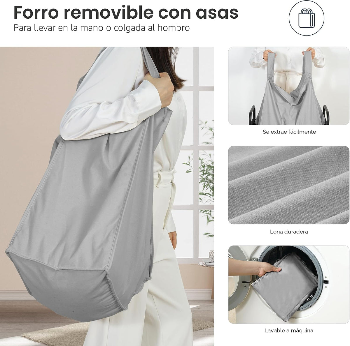 STO STO Cesta de lavandería de 2 secciones, carrito clasificador de...