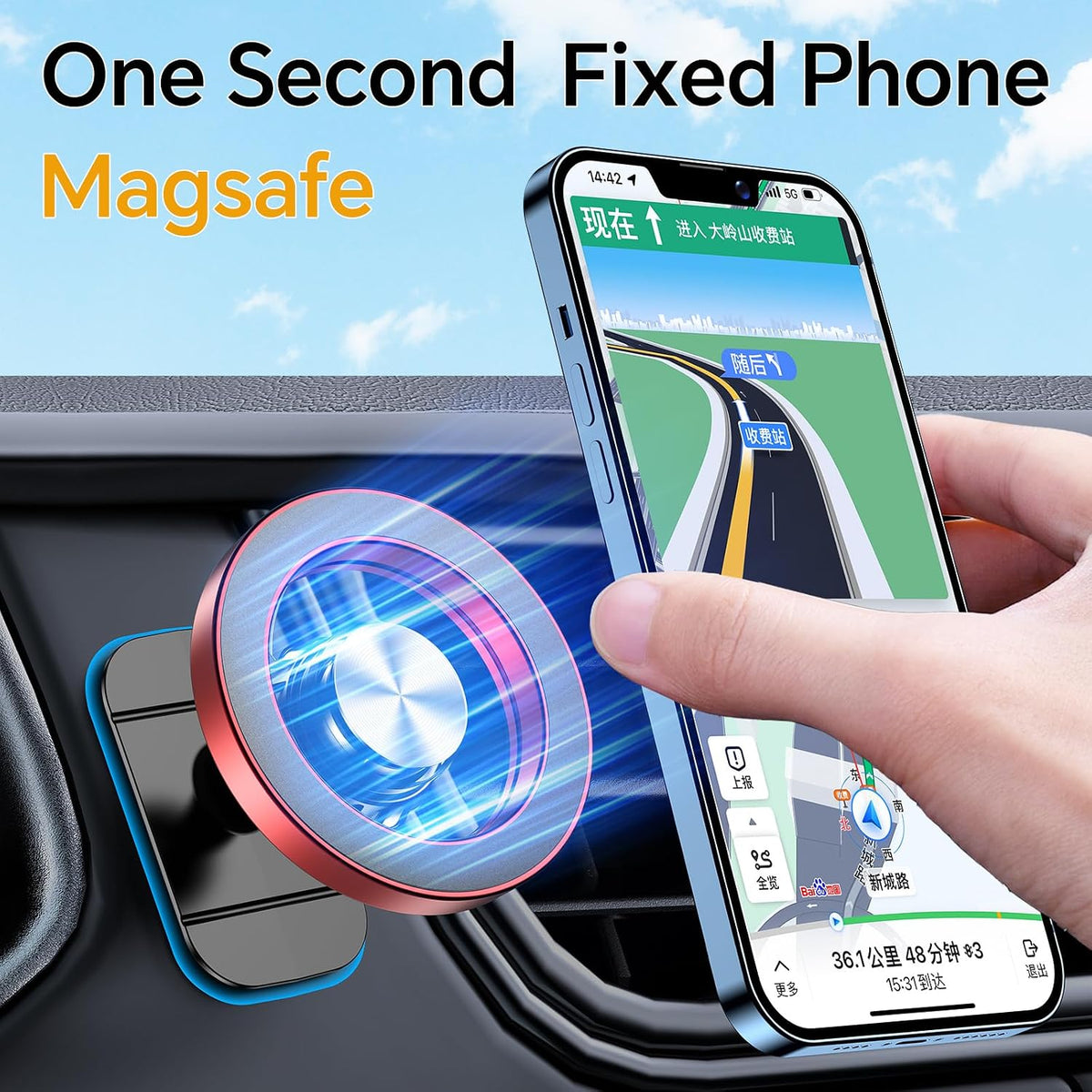 Kaistyle Soporte de coche Magsafe 20 imanes fuertes: soporte magnét...