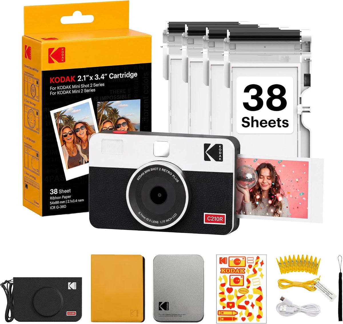 KODAK Mini Shot 2 Retro 4PASS - Cámara digital instantánea 2 en 1 e...