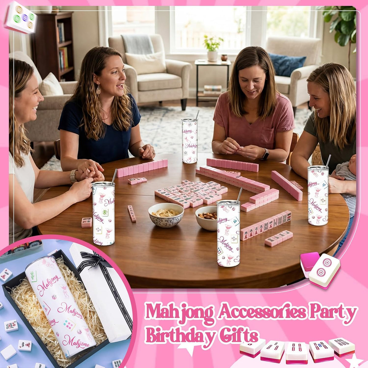 Hsei Paquete de 6 vasos Mahjong, regalos Mahjong para mujeres, 20 o...