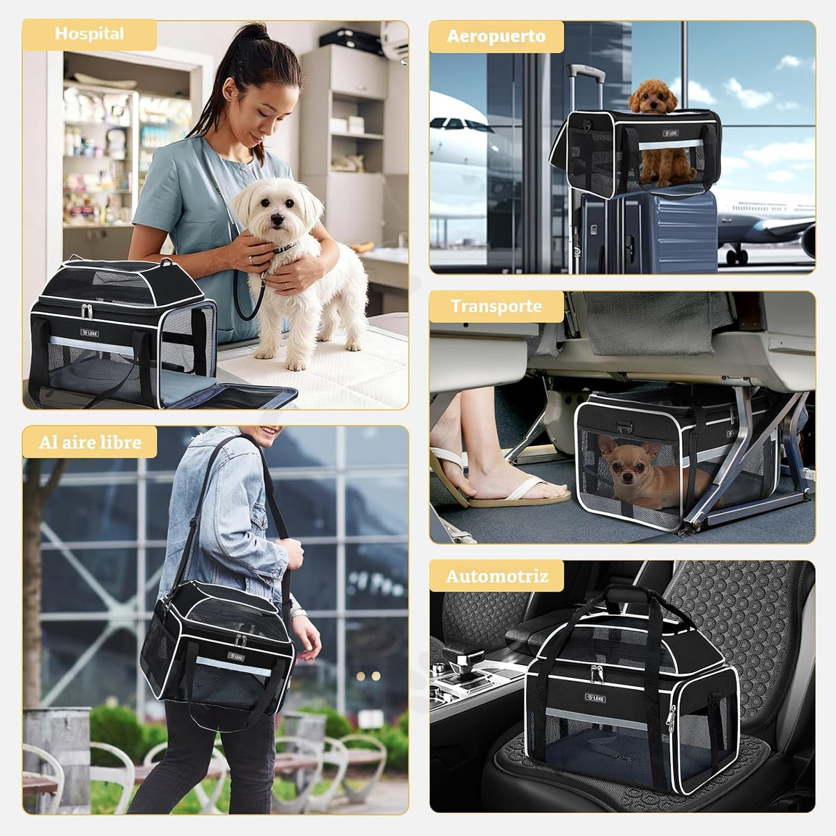 Lekereise Transportador de mascotas extensible superior de 18 x 13...