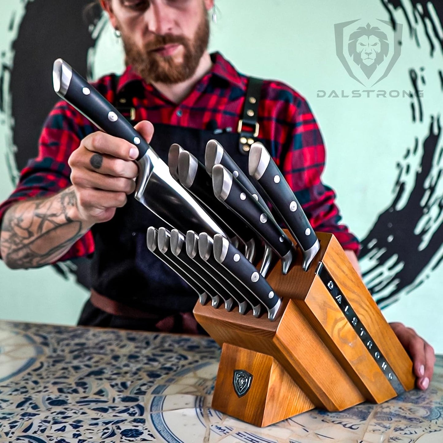 Dalstrong Juego de bloques de cuchillos Elite de 12 piezas, acero a...