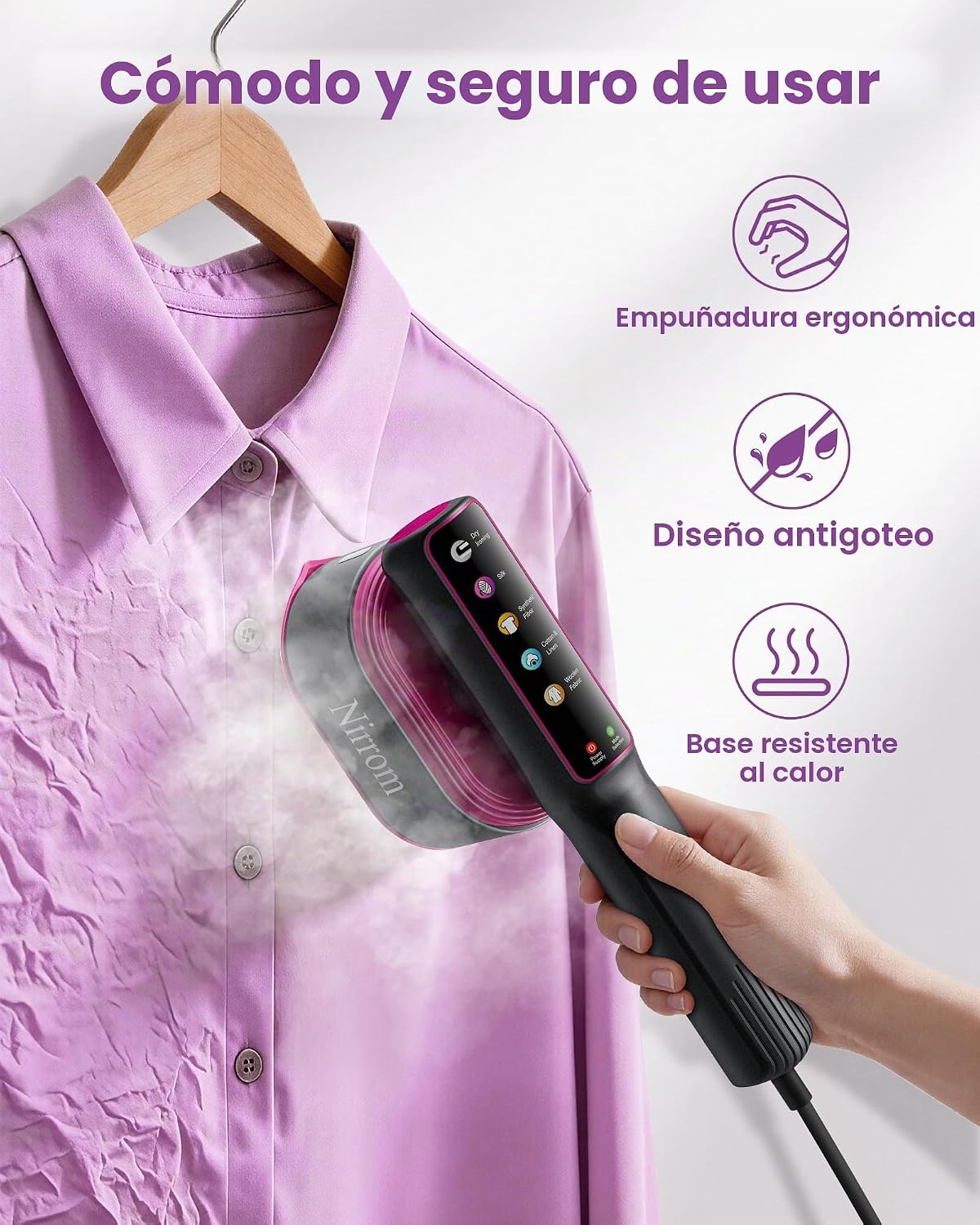 Nirrom Vaporizador de viaje para ropa, 110-240 V de doble voltaje,...