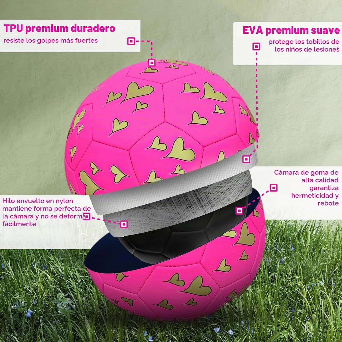 Balones de fútbol Champhox talla 3 para niñas y niños pequeños de 3...