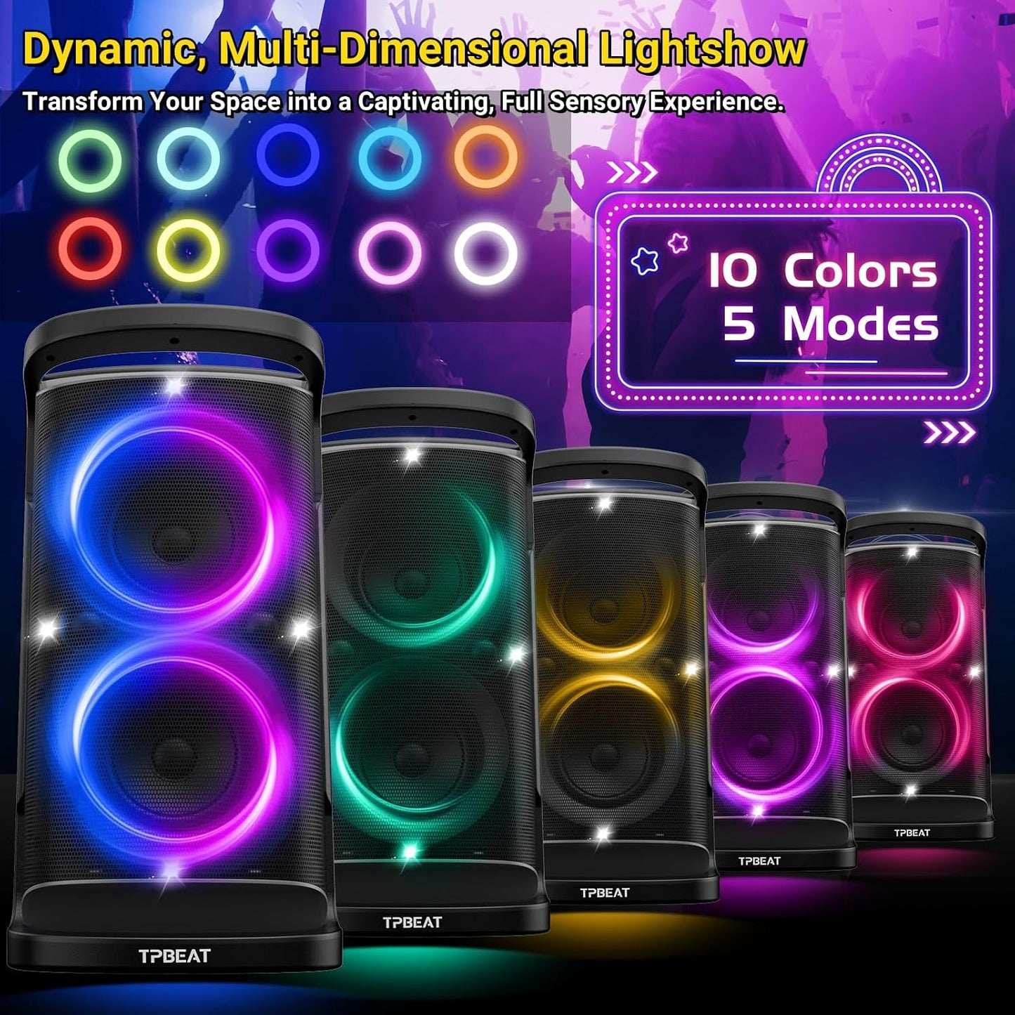 QxbJoy Altavoz Bluetooth Portátil: Sonido Potente de 160W de Pico,...