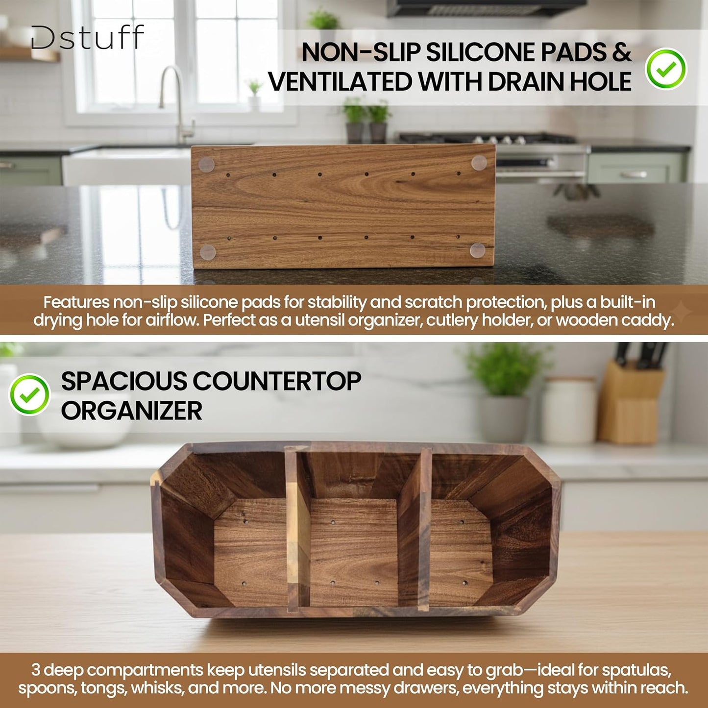 Soporte grande para utensilios de cocina para encimera, organizador...