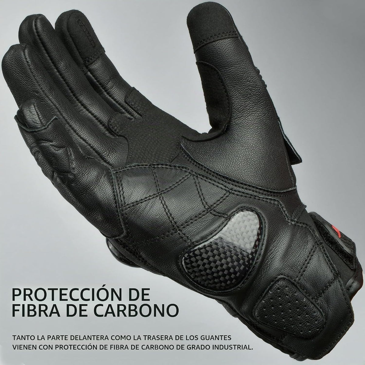 J.A.G. Guantes de Motocicleta de Piel para Hombre - Protección de N...