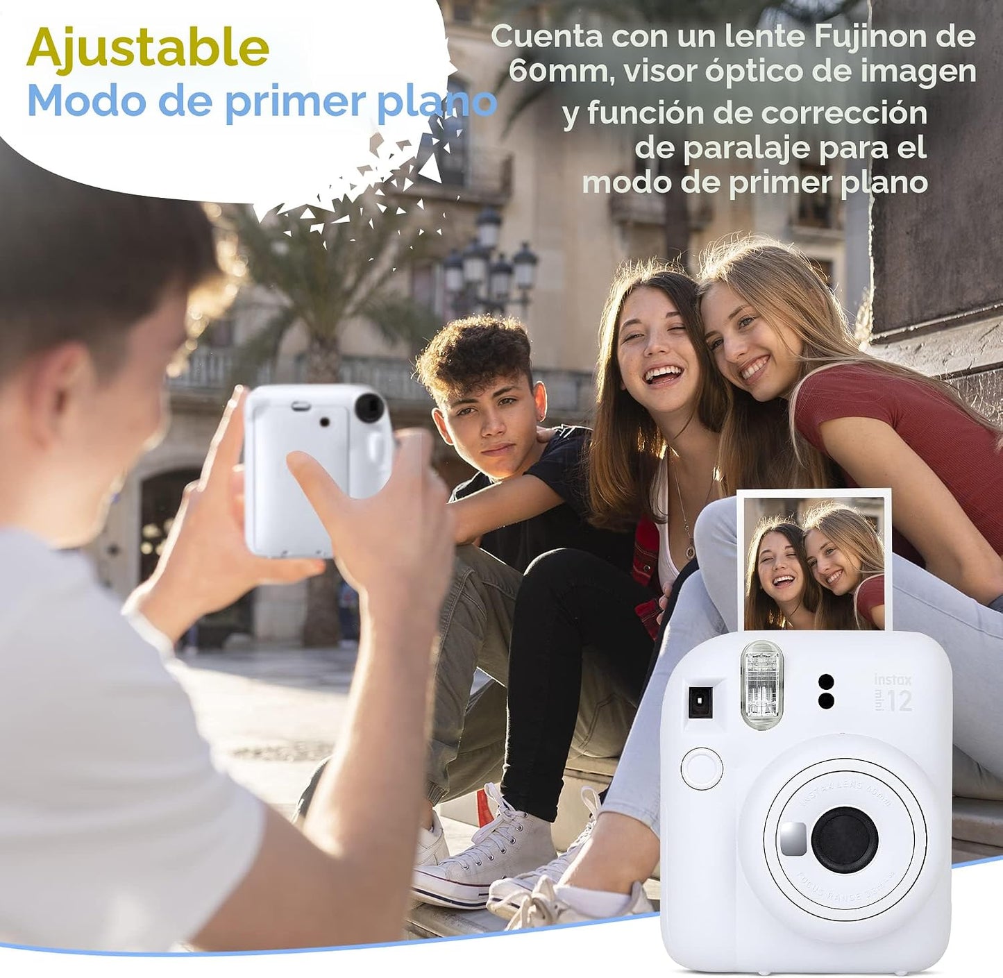Fujifilm Instax Mini 12 cámara instantánea azul pastel y 60 hojas d...