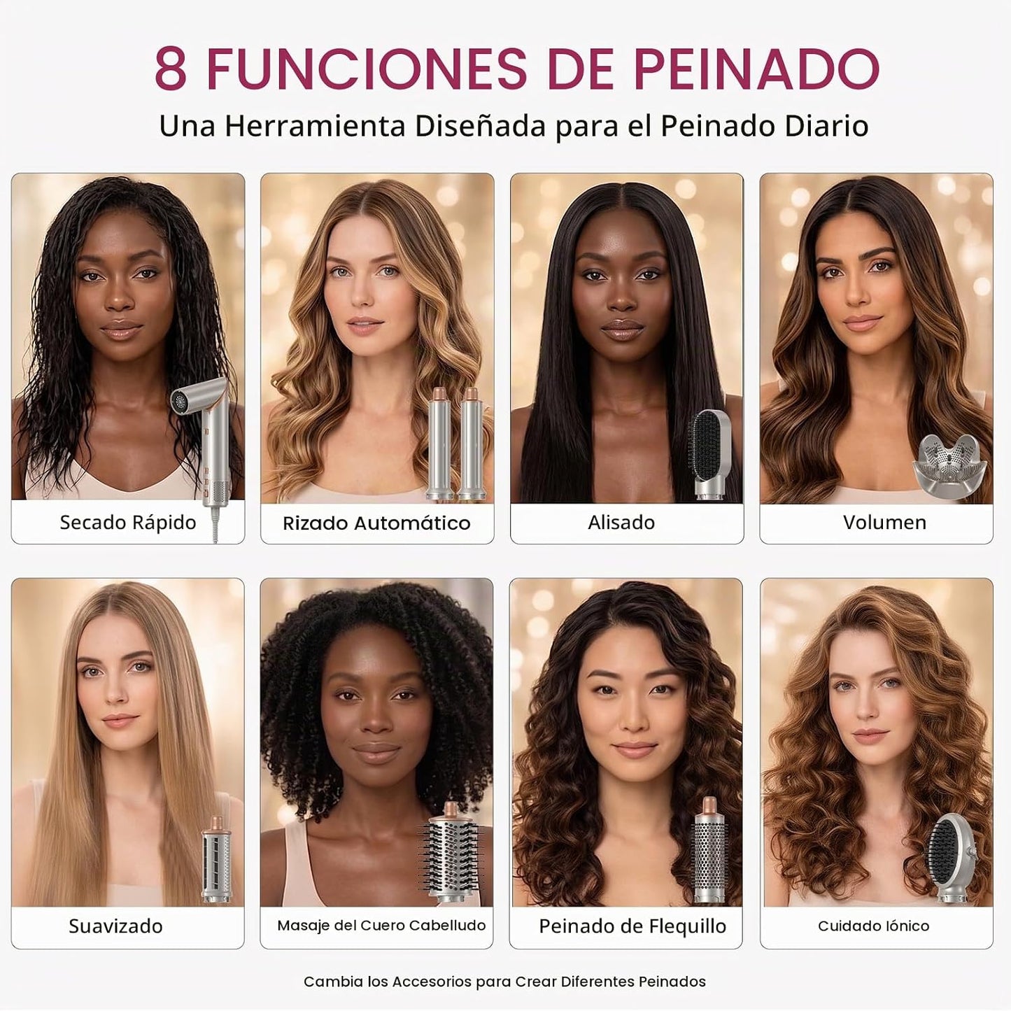 Ukliss Cepillo secador de cabello 8 en 1 y estilizador de aire cali...