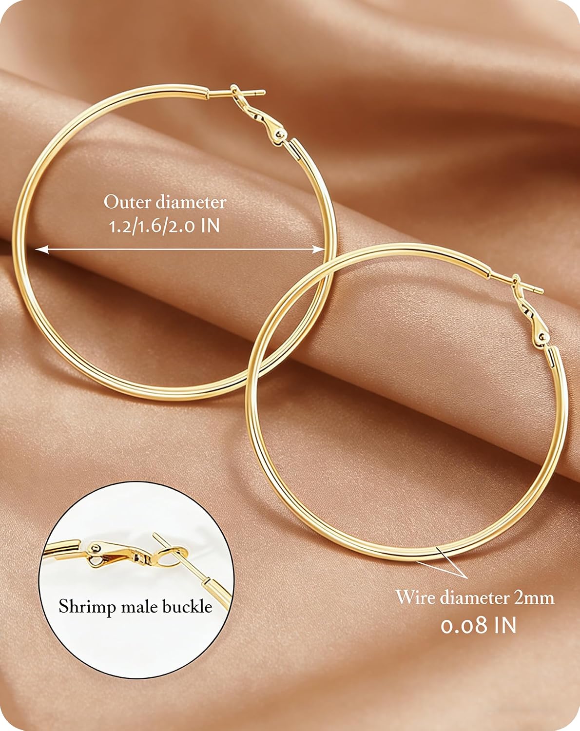 6 pares de aretes de aro de plata y oro para mujer - chapados en or...
