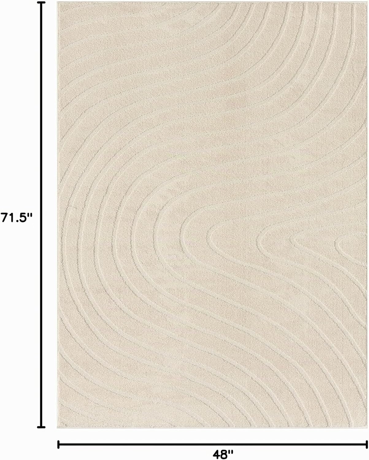 LUXE WEAVERS Alfombra de Área Moderna Geométrica de Ondas Crema 4x6