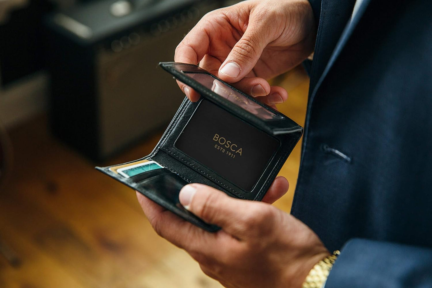Bosca Doble I.D. Trifold para hombre