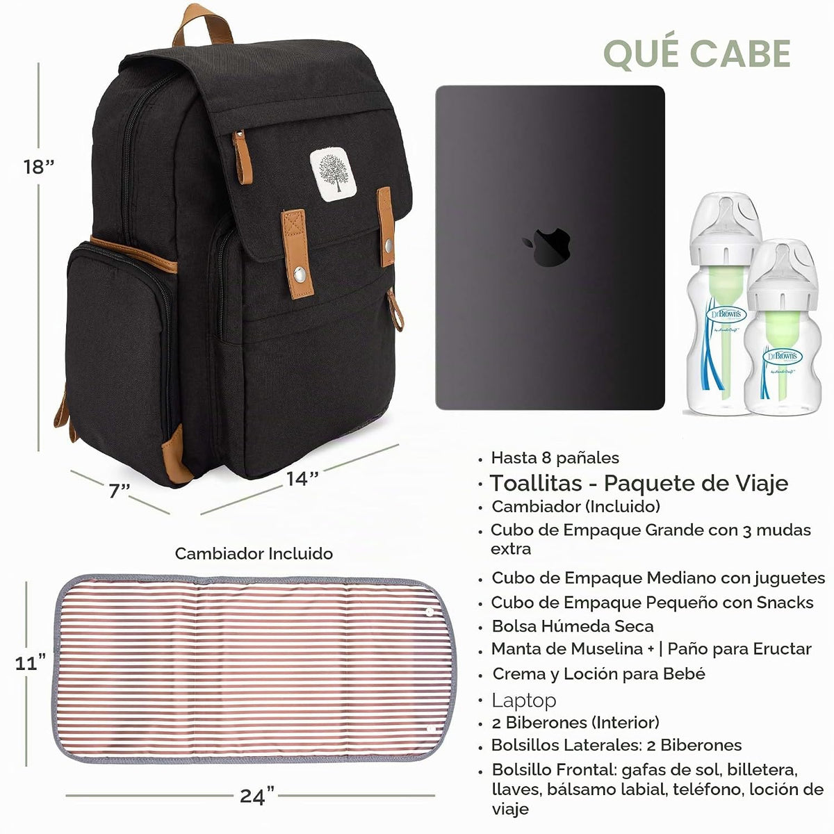 Parker Baby Co. Mochila para pañales - Bolsa de pañales grande con...