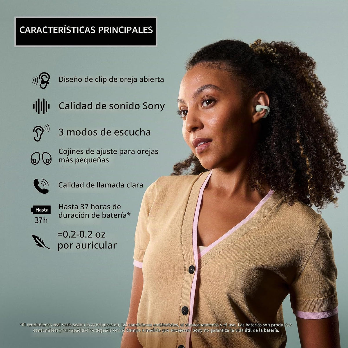 Sony LinkBuds - Auriculares con clip de oreja abierta verdaderament...