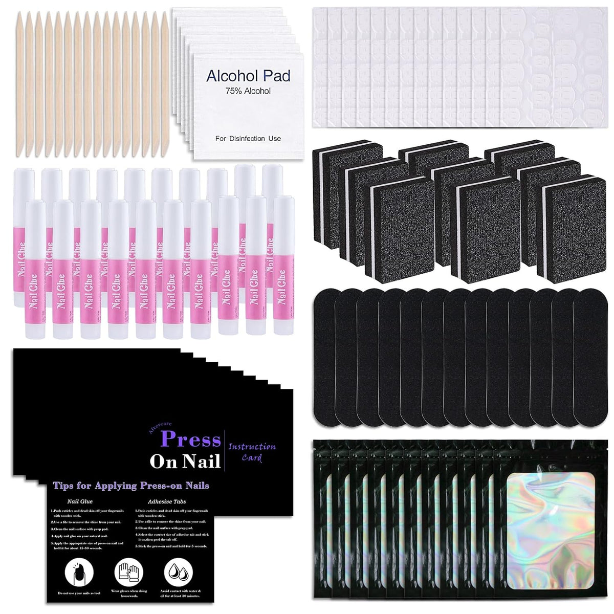 Juego de 50 kits de suministros de uñas desechables (negro) | Kit d...