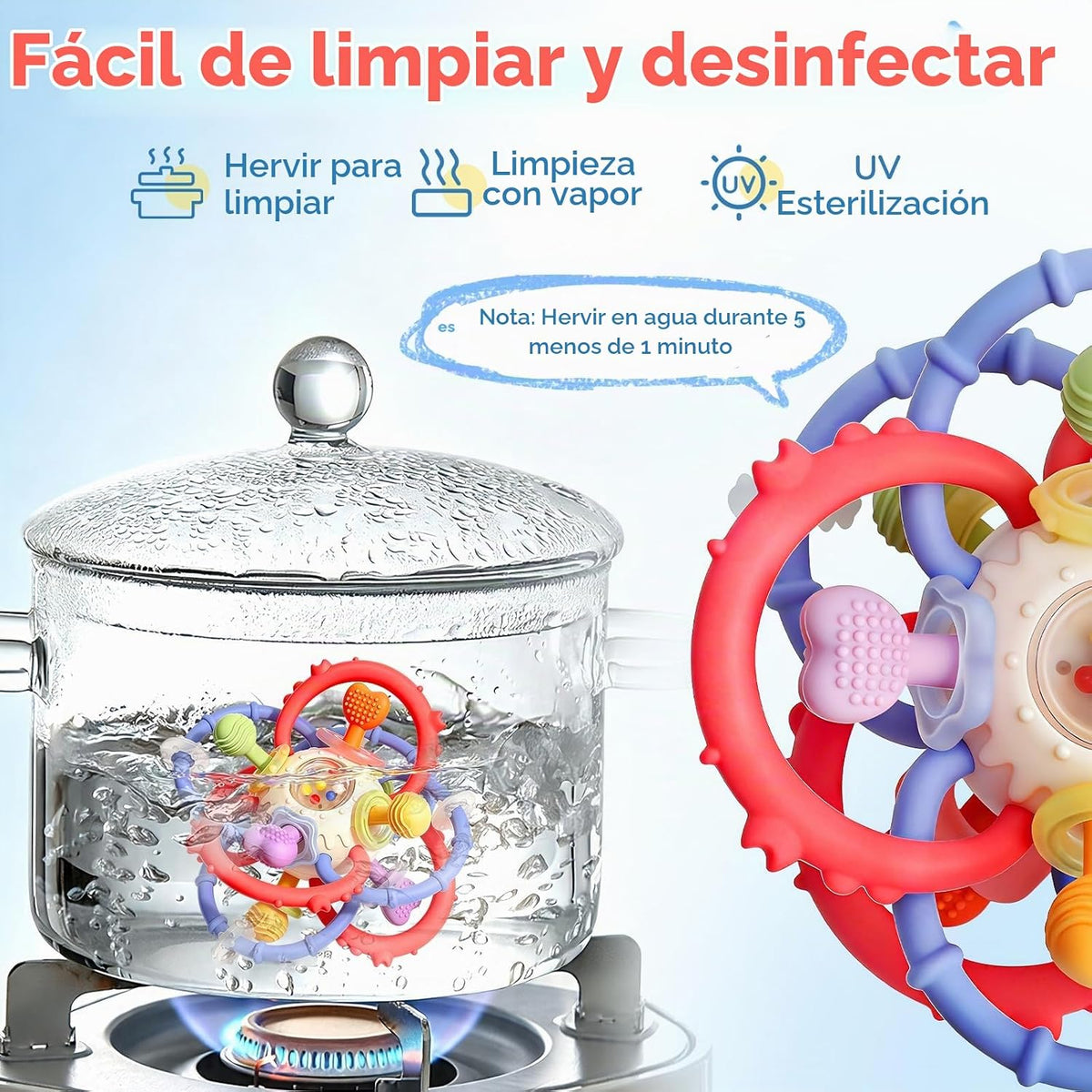 Juguetes para la dentición del bebé 3-6 6-12 meses, bola de mordedo...
