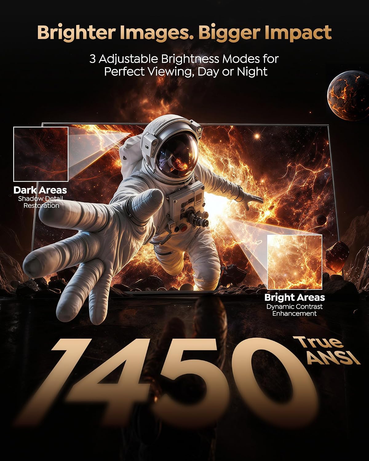 Proyector para exteriores 4K [VIDAA Live TV\/56W Dolby\/1450 ISO] c...