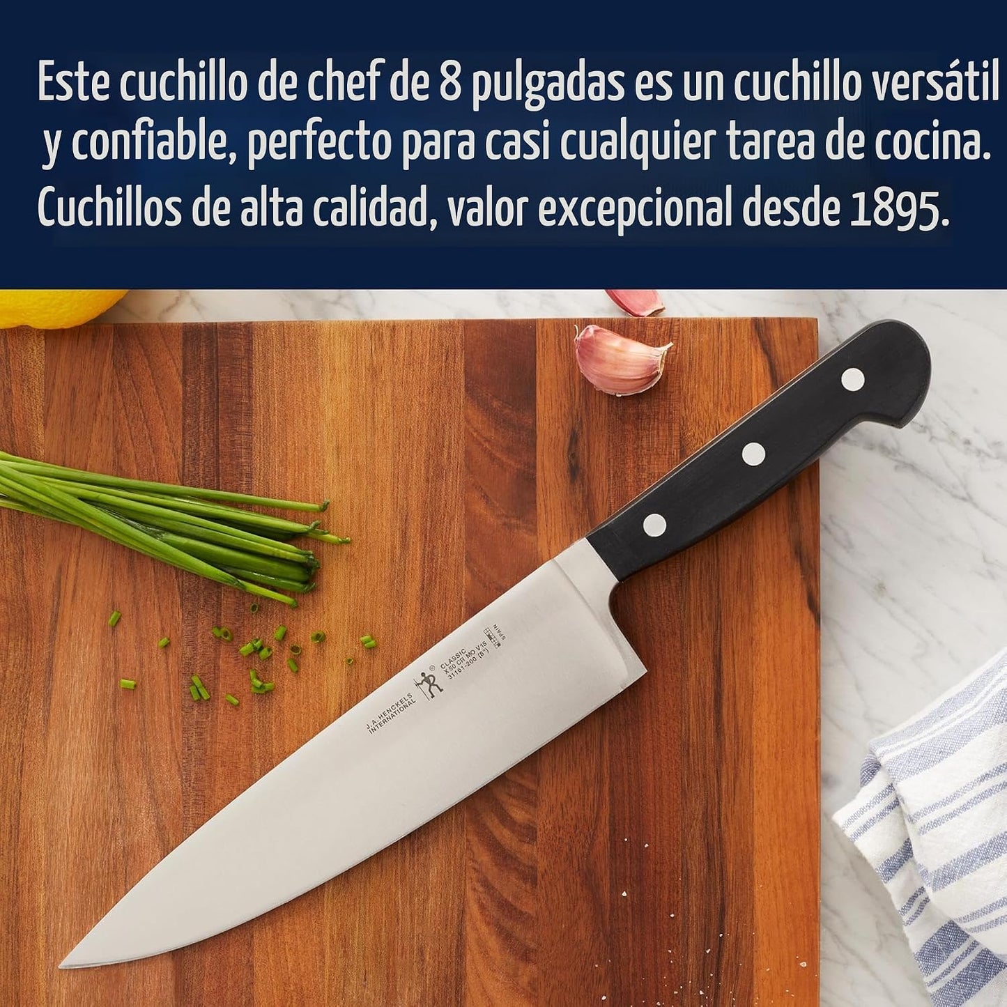HENCKELS - Cuchillo de chef clásico de 8 pulgadas, afilado, diseño...