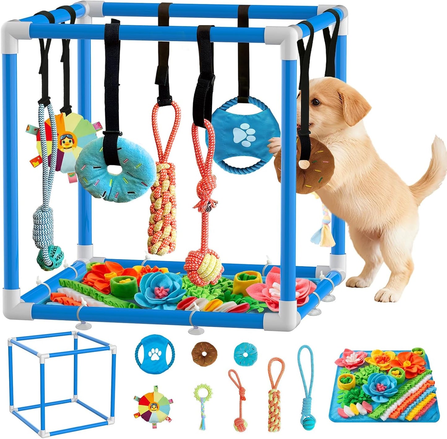 Gimnasio de juego para cachorros con alfombrilla de olfato y 8 jugu...
